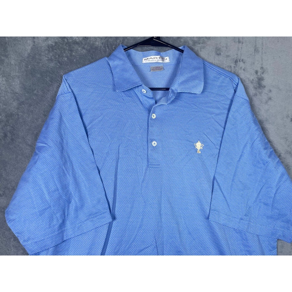 Martin Honors Course Golf Mens XL Blue Pima Cotton Short Sleeve Polo Trophy Logo